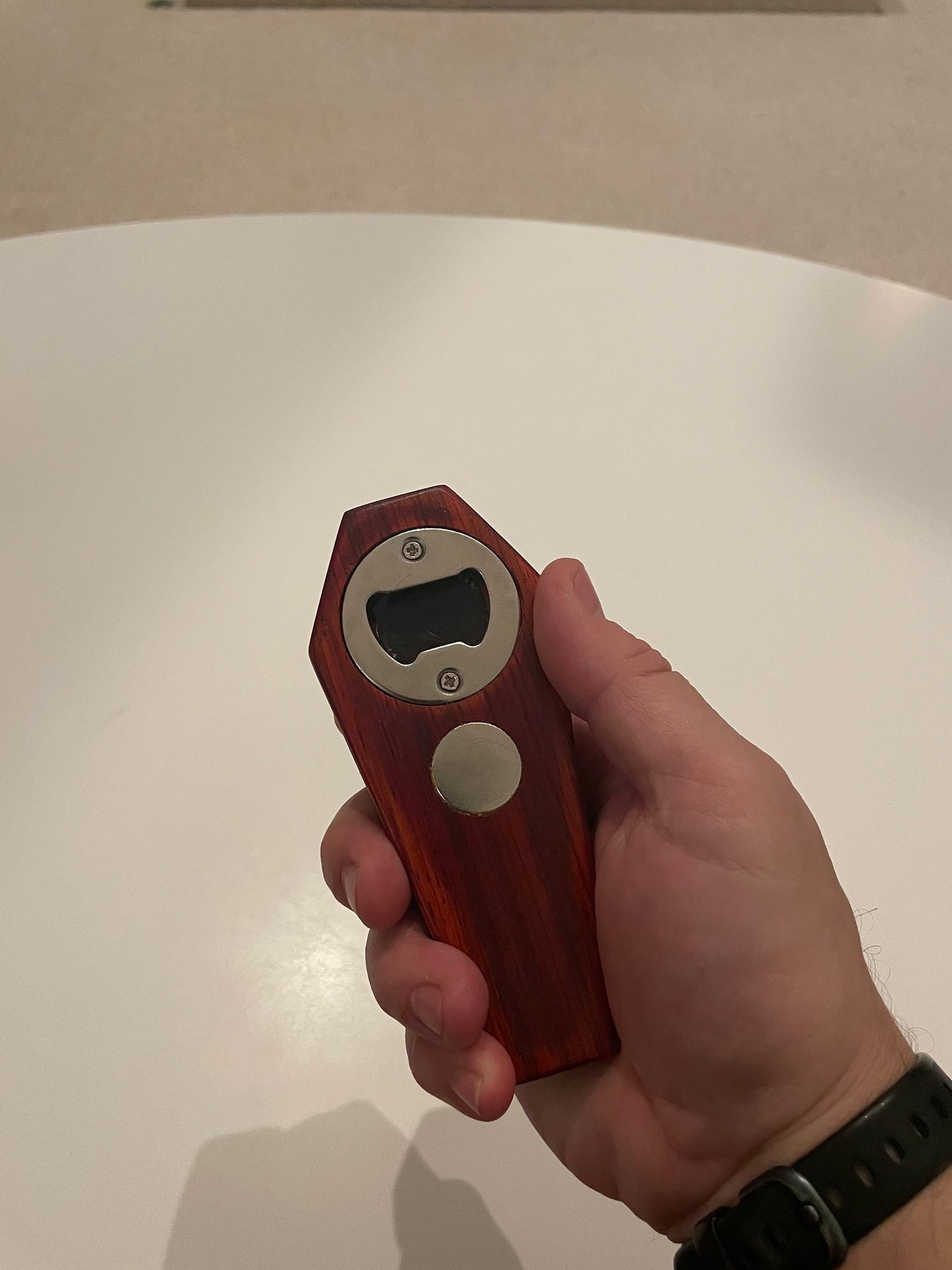 Coffin-Shaped Wood Bottle Opener: Handmade Magnetic Beer Gift