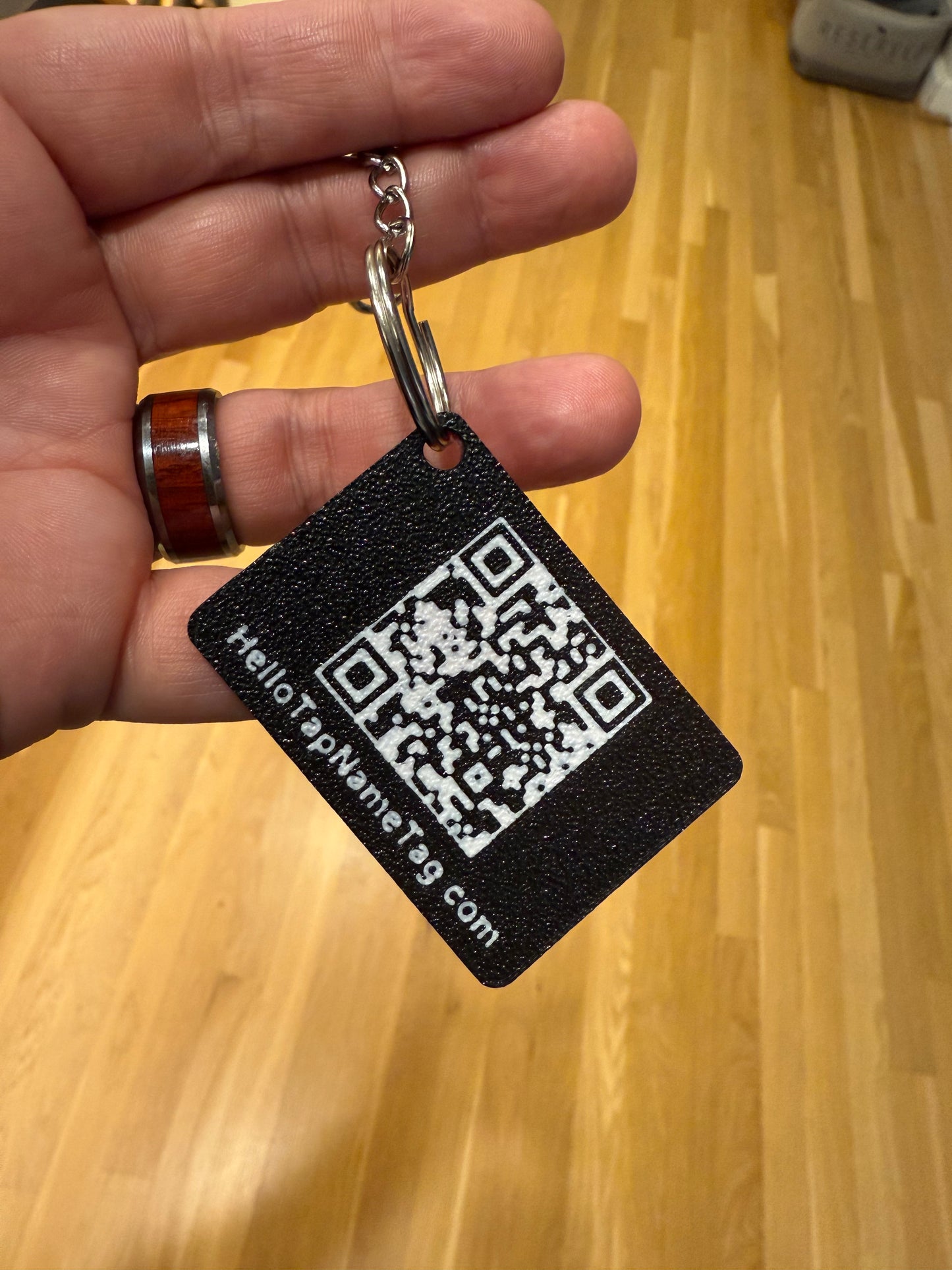 HelloTap Personalized Name Tag Keychain - NFC and QR code enabled