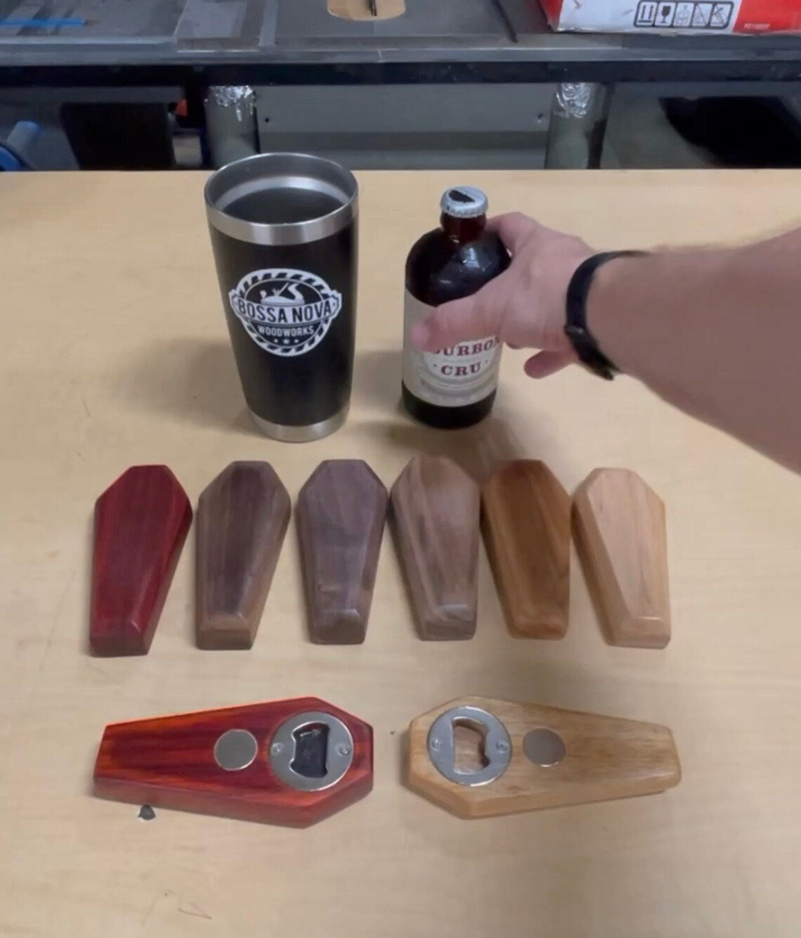 Coffin-shaped Wood Bottle Opener with Magnets - Handmade Gift for Groomsmen or Halloween Craft Beer Bottle Opener